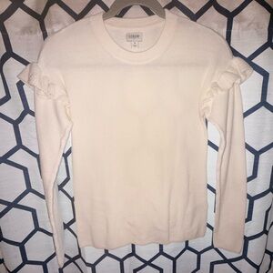 J. Crew Cream Long Sleeve Ruffle Sweater